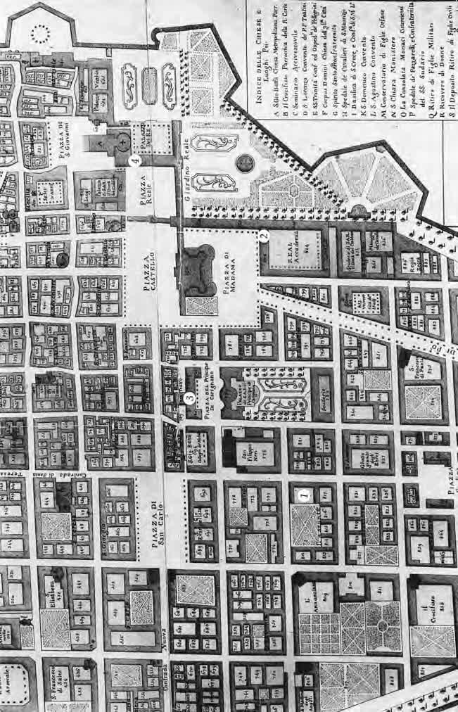 Рис. 1.1. Фрагмент плана Турина 1796 года: Палаццо Чистерна, Театро Реджо и другие места жизни Виотти