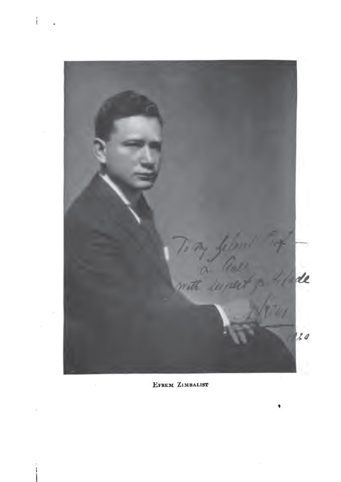 Ефрем Цимбалист. С дарственной надписью Ауэру (1920)